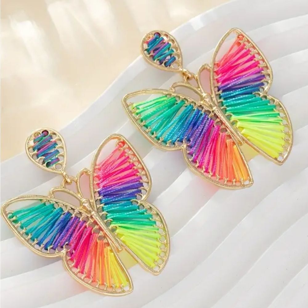Butterfly earrings cotton thread